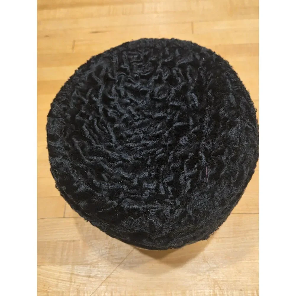 Vintage Pogues Cincinnati Black Persian Lamb Faux Fur Pillbox Hat